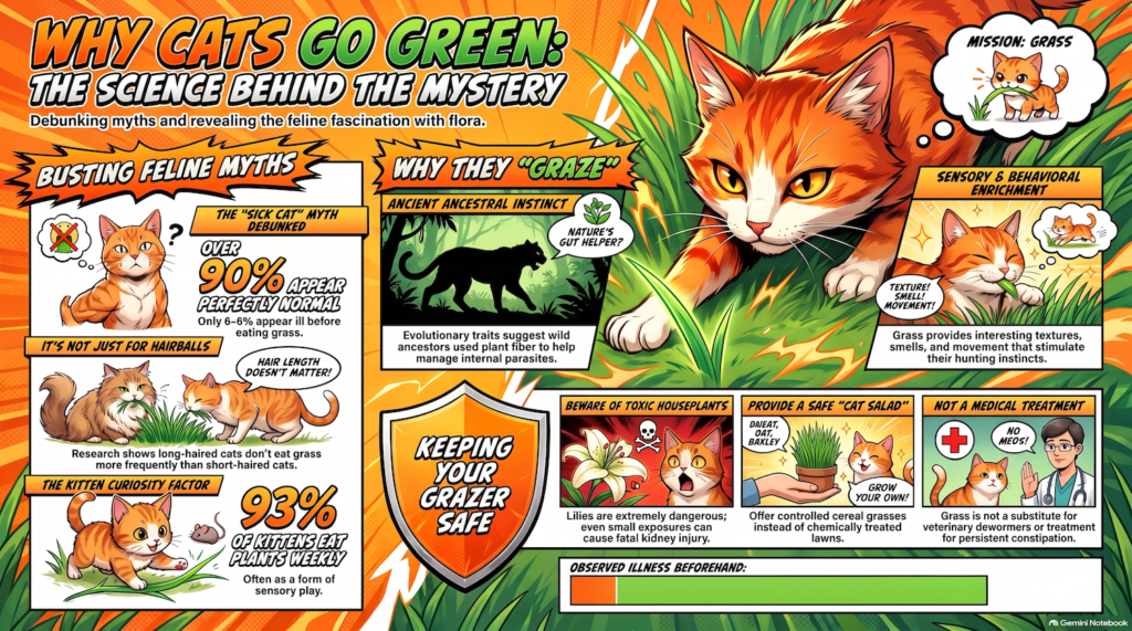 Why does my cat eat grass infographic